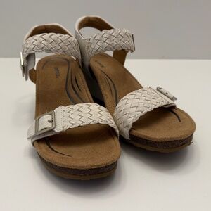 Aetrex Grace Adjustable Woven Wedge Comfort Sandal EU 37, US 7
